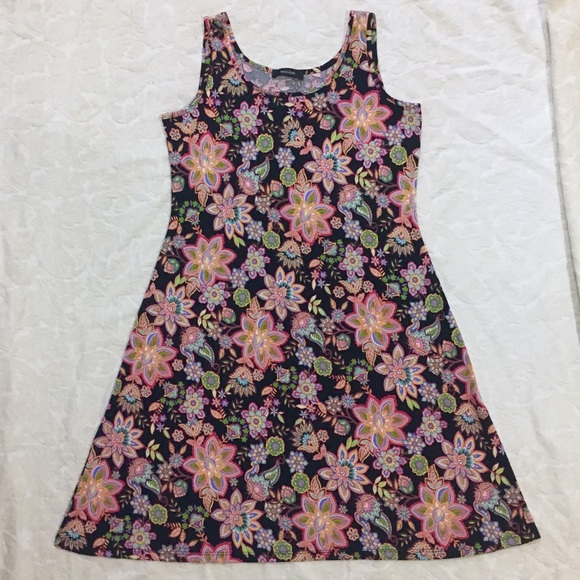 Mandee Black Floral Print 90’s Style Skater Dress - Picture 3 of 5